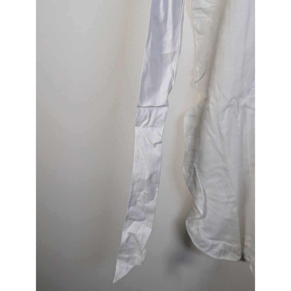 Vintage Embroidered Cottagecore Apron White Cotton Floral Ruffle New - Picture 9 of 9